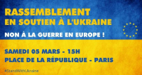Ukraine : l'UNSA appelle au rassemblement en soutien au peuple ukrainien, samedi 5 mars à Paris - Place de la République à 15h.