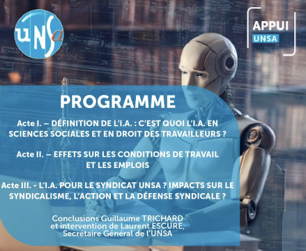 Intelligence artificielle et code du travail ? Un colloque du Réseau APPUI UNSA et du Secteur Juridique National, transformation technologique pour vous outiller… Intelligence artificielle et code du travail ? Un colloque du Réseau APPUI UNSA et du Secteur Juridique National, transformation technologique pour vous outiller…